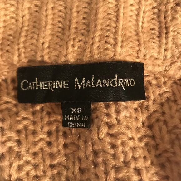 Tan Catherine Malandrino open weave knit sweater SZ XS - Picture 7 of 9